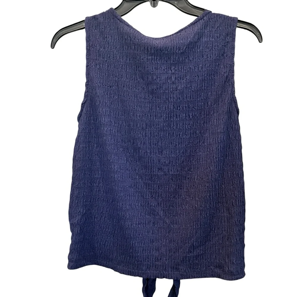 Sanctuary Link Up Button Front Tank Top Textured Tie Hem V Neck Blue S NWT - Picture 5 of 11
